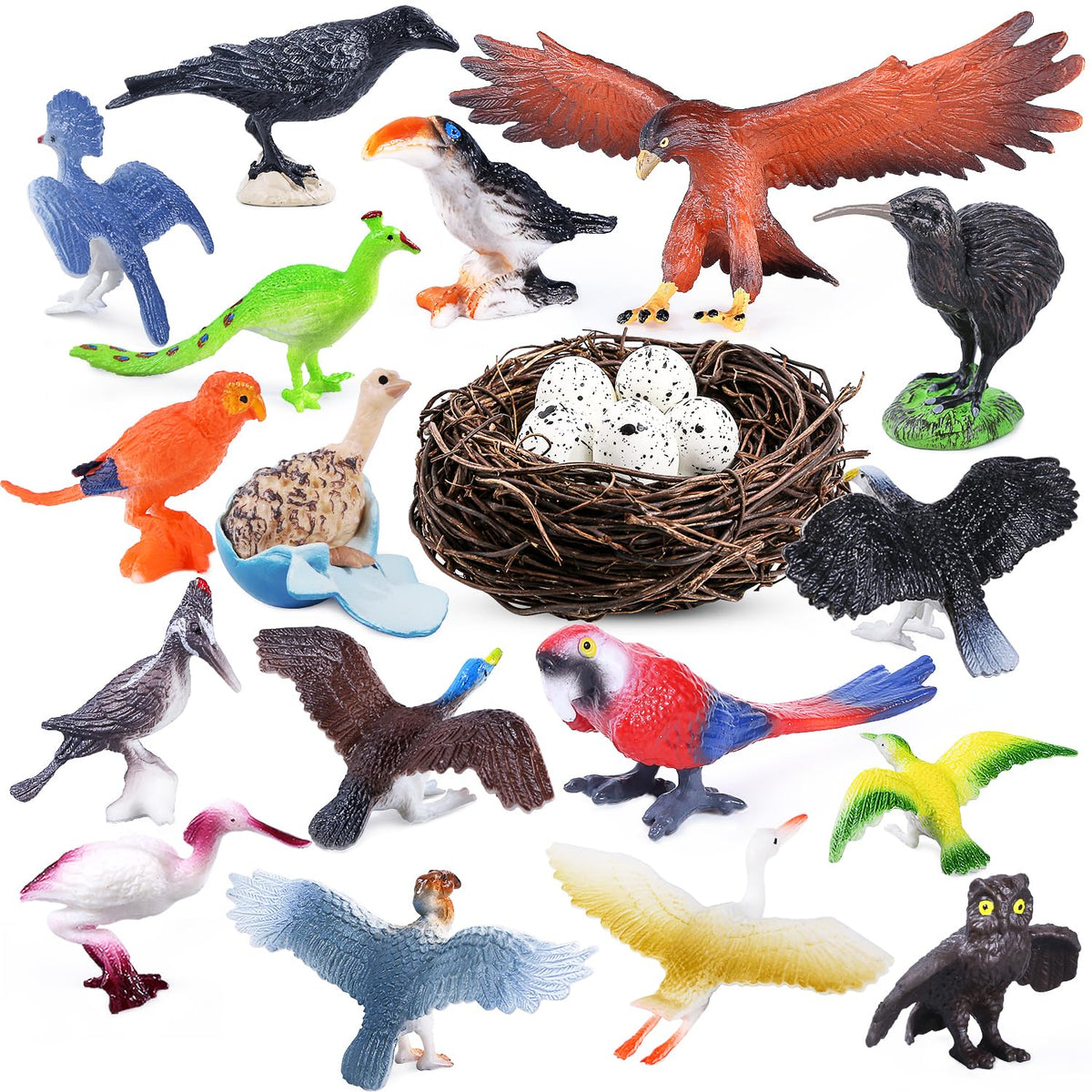 SIENON 23Pcs nest with eggs — ideal diorama centerpiece and pretend play.