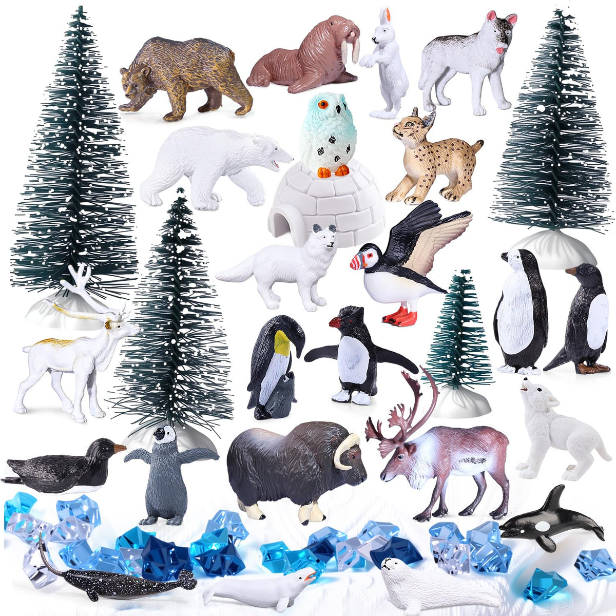 SIENON polar bear Arctic animal figure for classroom diorama and decoration