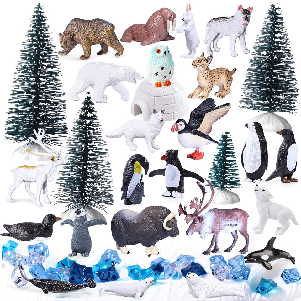 SIENON polar bear Arctic animal figure for classroom diorama and decoration