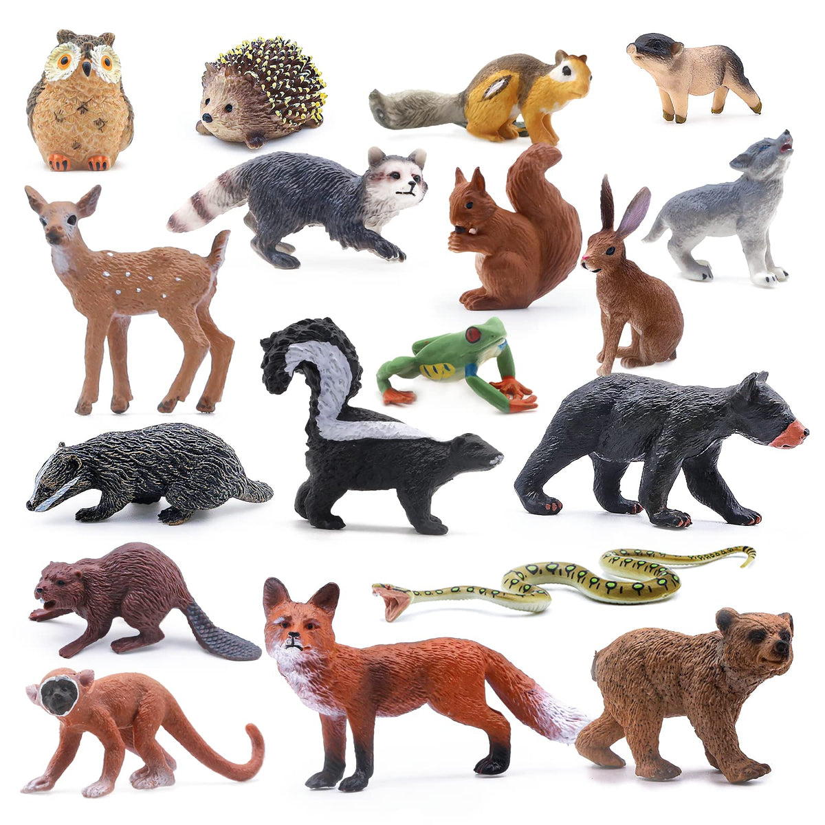 SIENON forest animals figures collection for classroom decor and cake toppers.