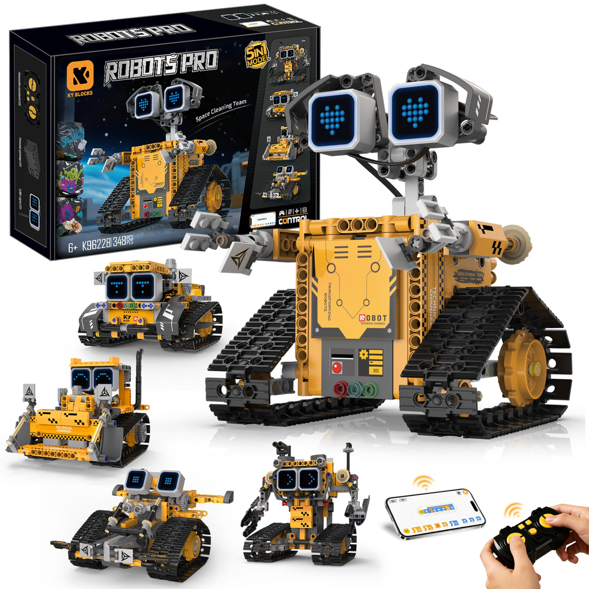 SIGHTEEDA 5-in-1 robot build kit showing multiple models for hands-on engineering play