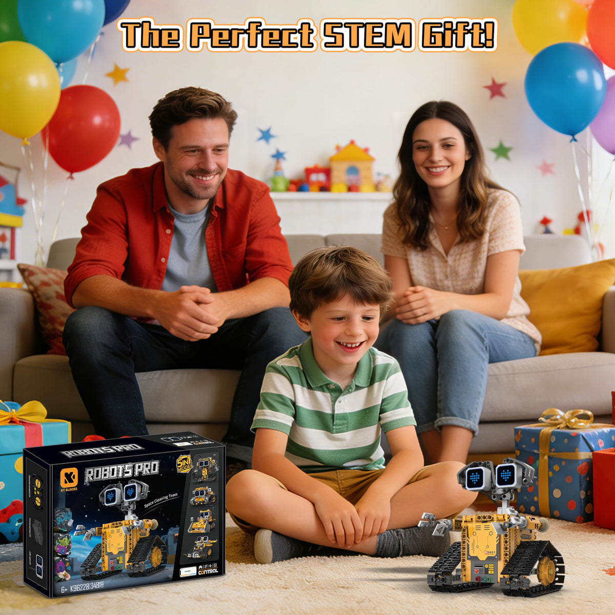 SIGHTEEDA kit pieces arranged for quick assembly of five robot models
