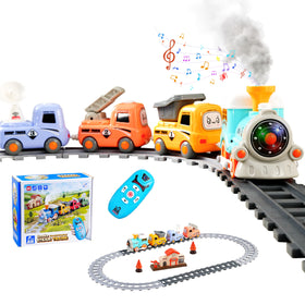 SIGHTEEDA steam train set locomotive with remote control for engaging toddler play