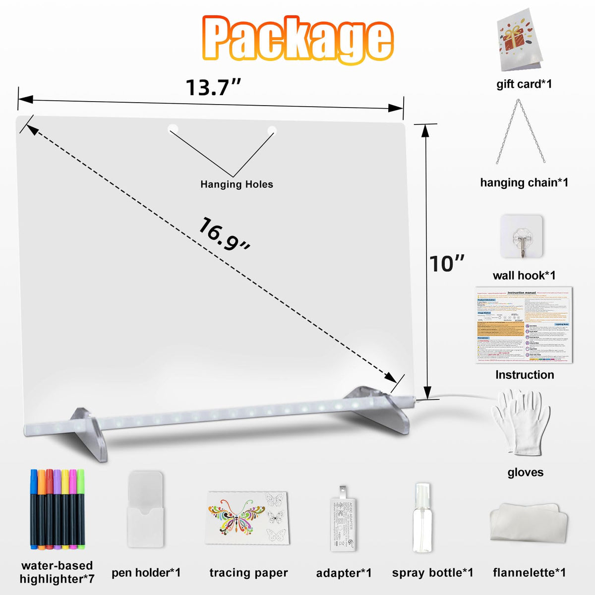 Signsxcel LED Note Board showing six lighting modes for mood-enhanced drawing