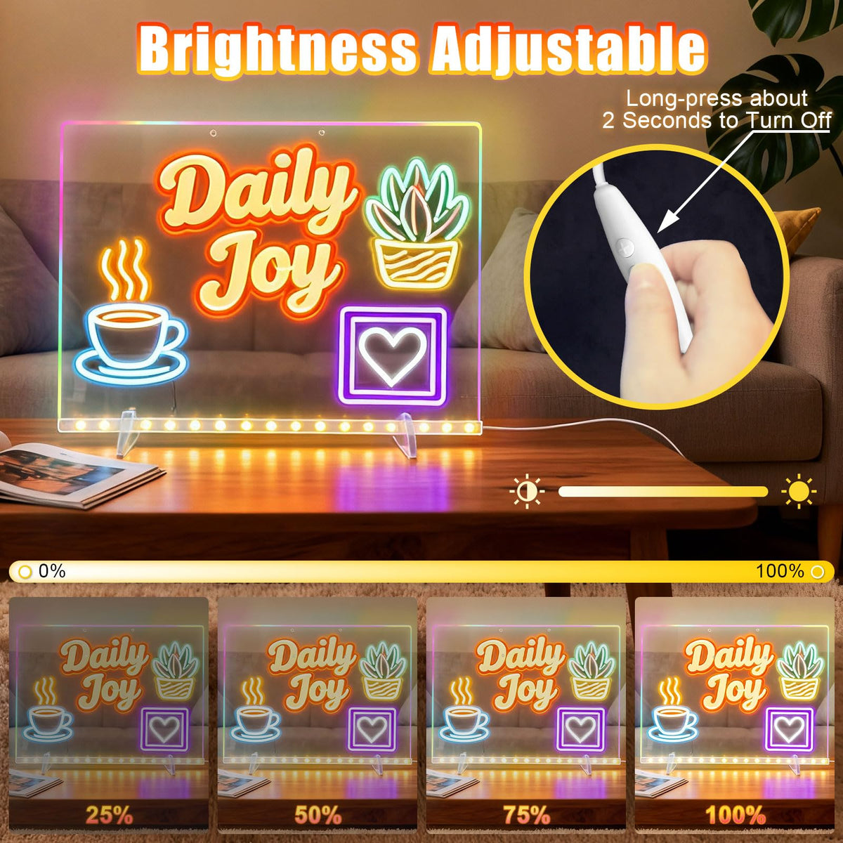 Signsxcel LED Note Board accessories kit including stands, adapter, and cleaning items