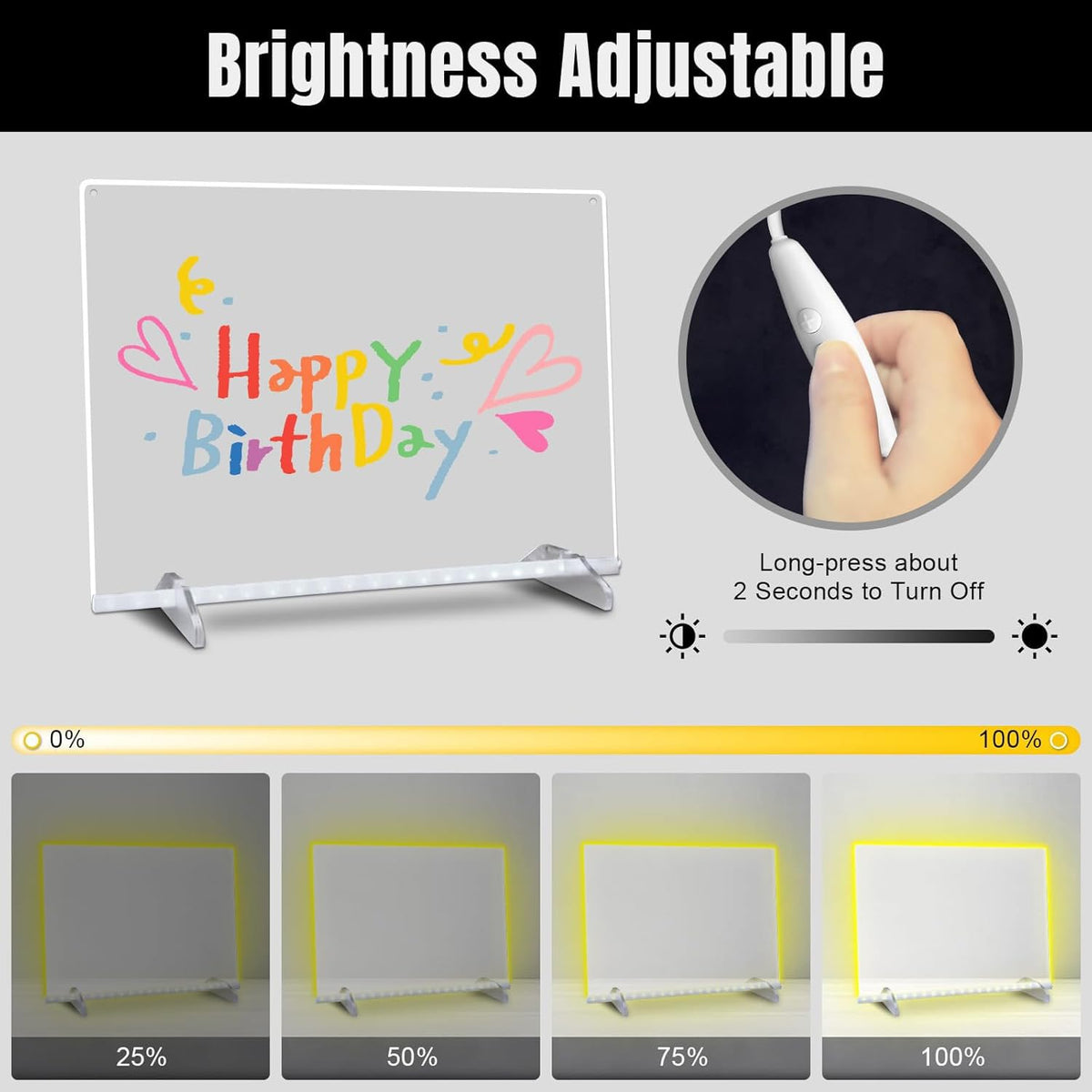Signsxcel LED note board battery box assembly enables cordless drawing anywhere.