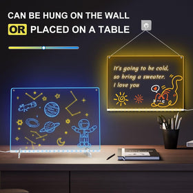 Signsxcel LED note board with multicolor lighting enhances creative sessions.