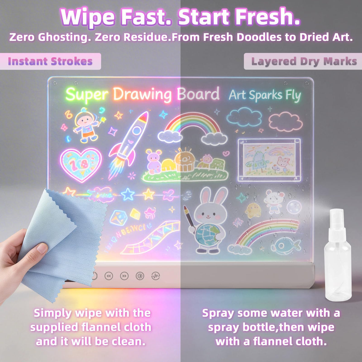 Signsxcel glow doubles as a soft night light for bedtime stories.