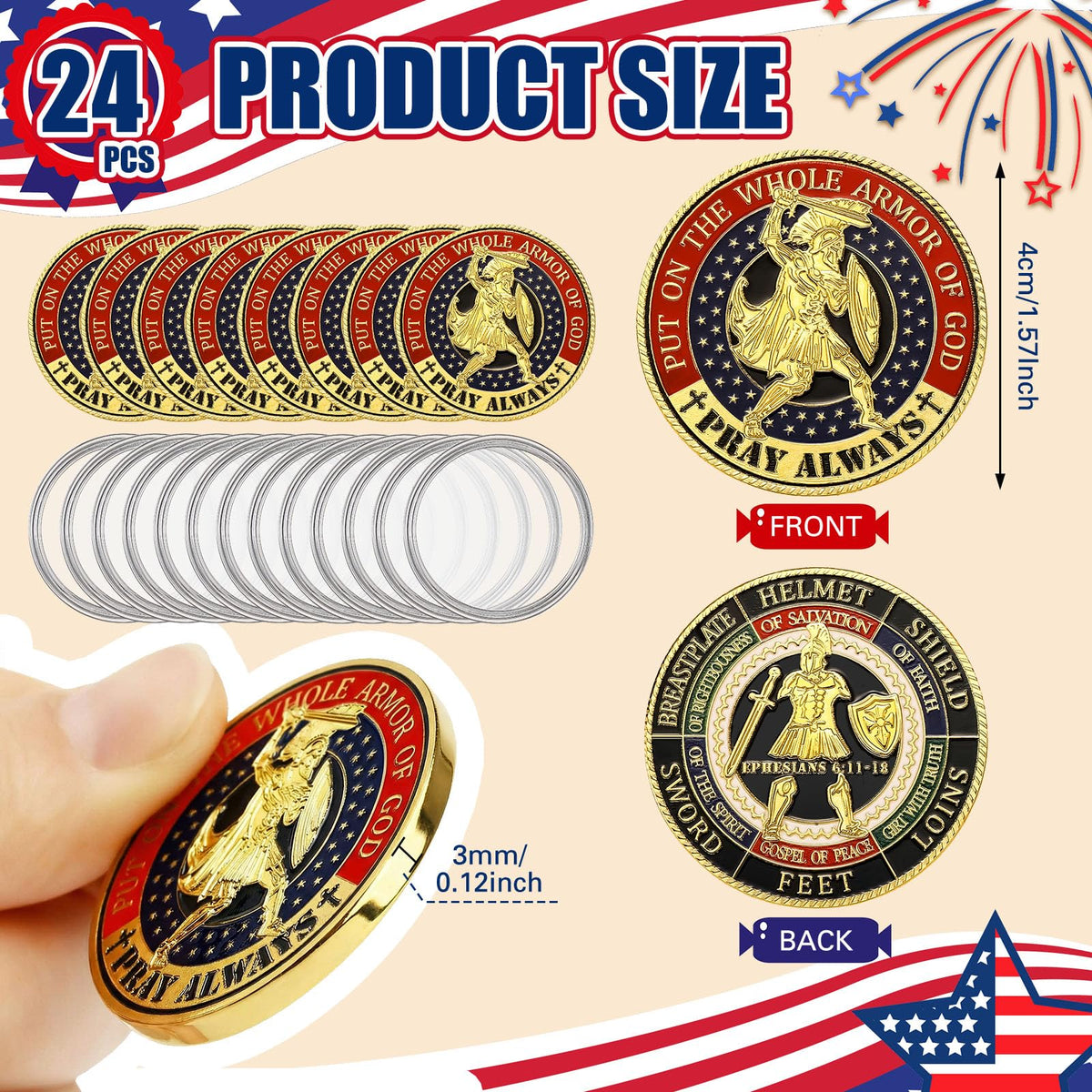 Siifert enamel color detail coin offers vibrant hues for memorial or devotional use.
