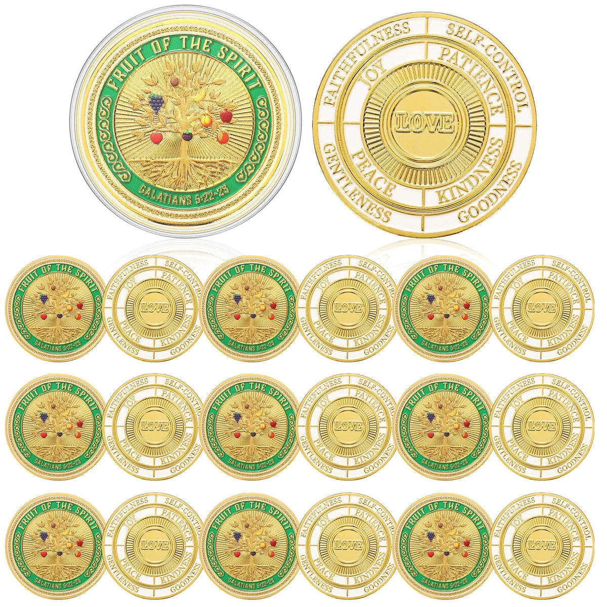 Siifert fruit of the spirit coin love front, pocket reminder of faith and love.