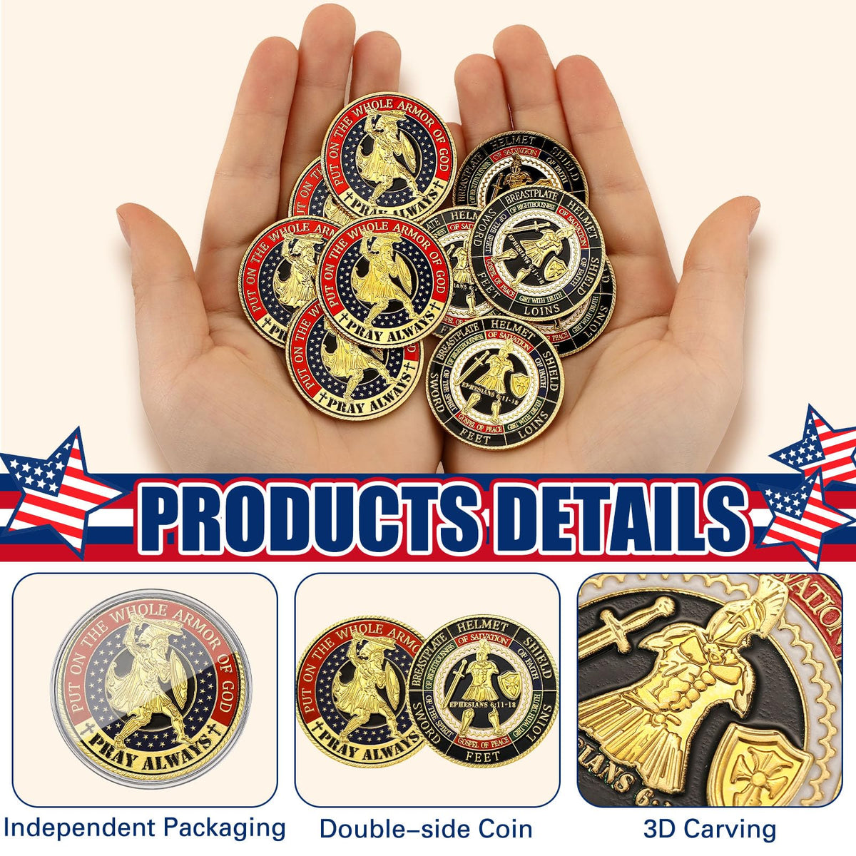 Siifert gold plated armor coin highlights enamel detail for premium collectible look.