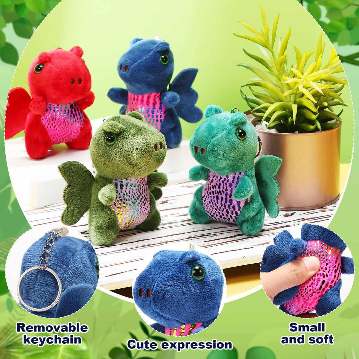 Siifert plush dragon keychain close-up eyes; charming detail attracts attention.