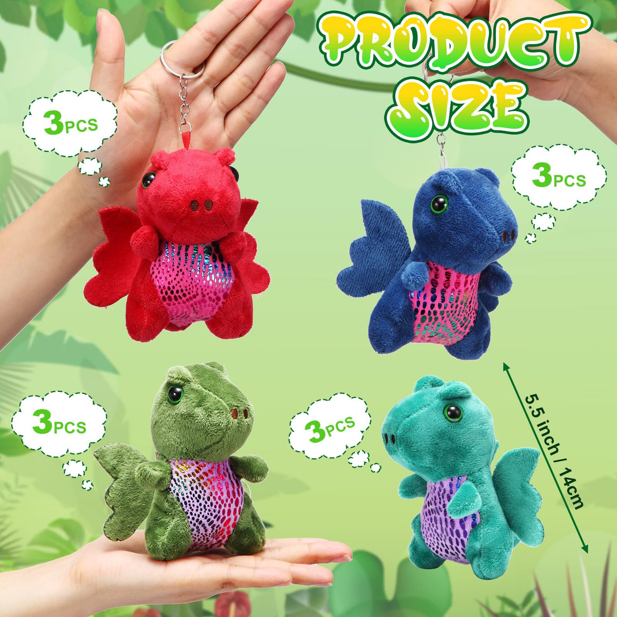 Siifert plush dragon keychain side view; durable design for daily use.