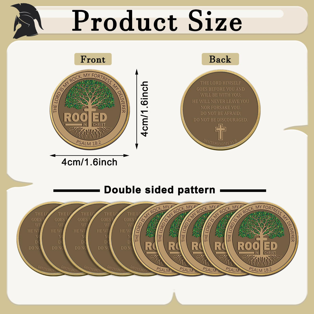 Siifert Rooted in Christ coin back view with inscription, a durable token for encouragement