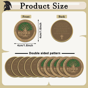 Siifert Rooted in Christ coin back view with inscription, a durable token for encouragement