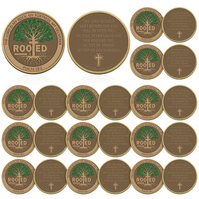 Siifert Rooted in Christ coin front view with tree and verse for daily faith reminder