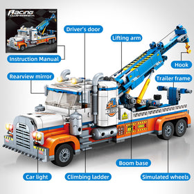 Sikewettx semi-truck and trailer model compatible with Lego-style bricks.