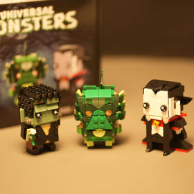 LEGO-compatible Franken Monster figure construction for immersive display and creative play.