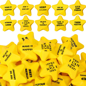 Silipull 100pcs motivational star stress balls yellow pack for easy stress relief and focus.