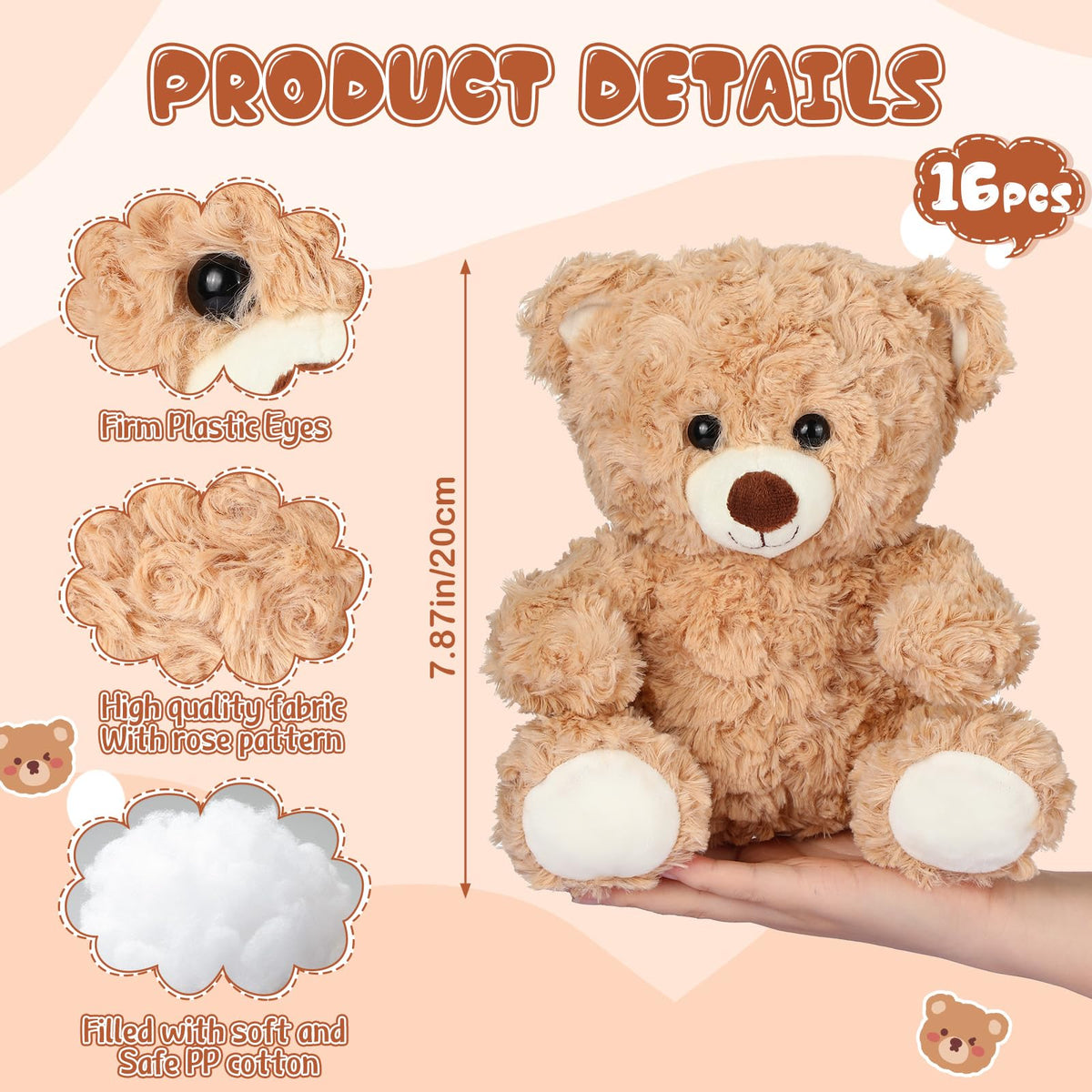Side view of Silipull bear plush showing soft fabric.