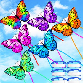 Silipull butterfly kite set 55x28 inches in rainbow colors for easy outdoor fun