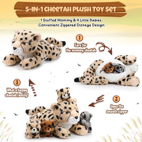 Silipull cheetah cubs plush with soft fabric for naps