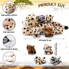 Silipull cheetah mom plush with belly zipper for tidy cub storage