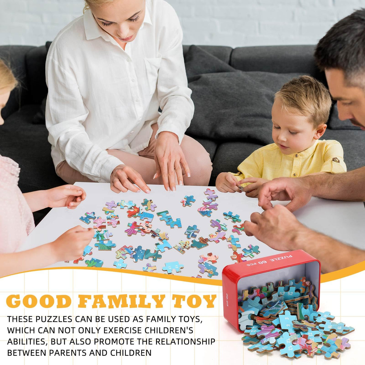 Silipull colorful puzzle box: 60 pieces promote creative play and focus.