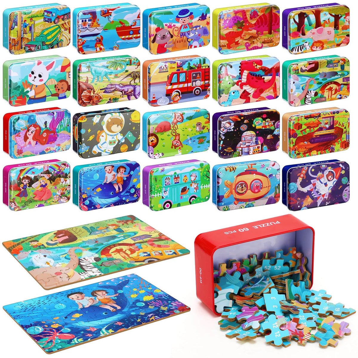 Silipull dinosaur puzzle: 60-piece set supports early problem solving and fine motor skills.