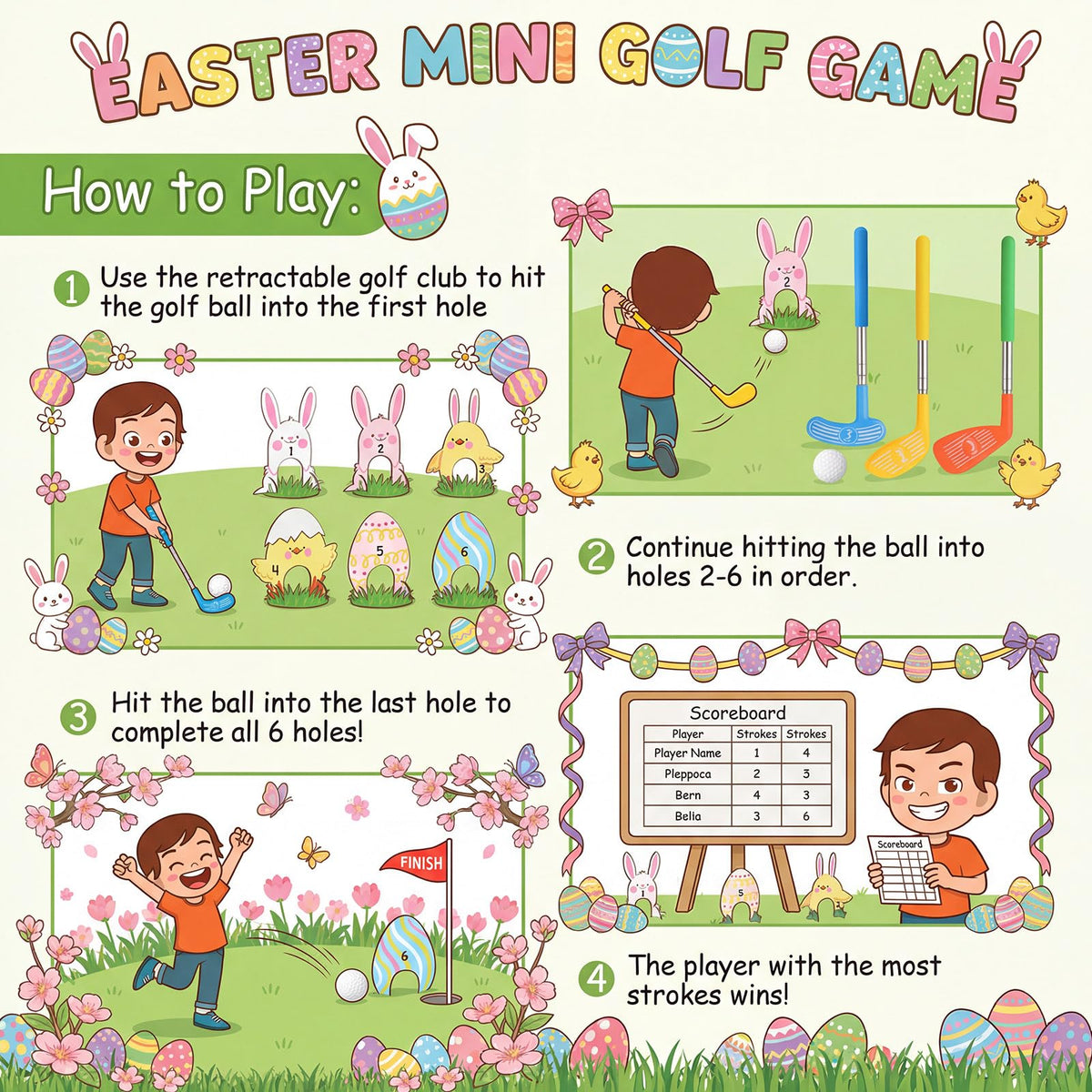 Silipull Easter mini golf egg hole suitable for Easter hunts and decor.
