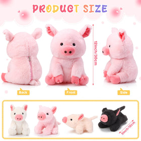Silipull four baby pigs plush in lively poses for imaginative play.