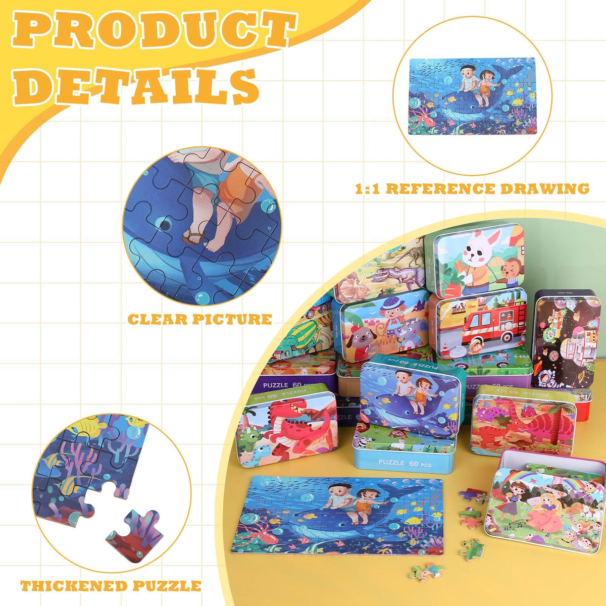 Silipull mermaid puzzle: 60 pieces to boost hand-eye coordination during family time.
