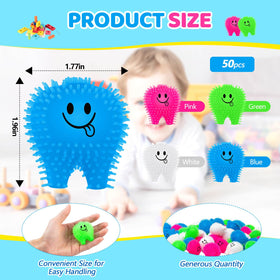 Silipull mini tooth toy puffer in green suitable for classroom activities.