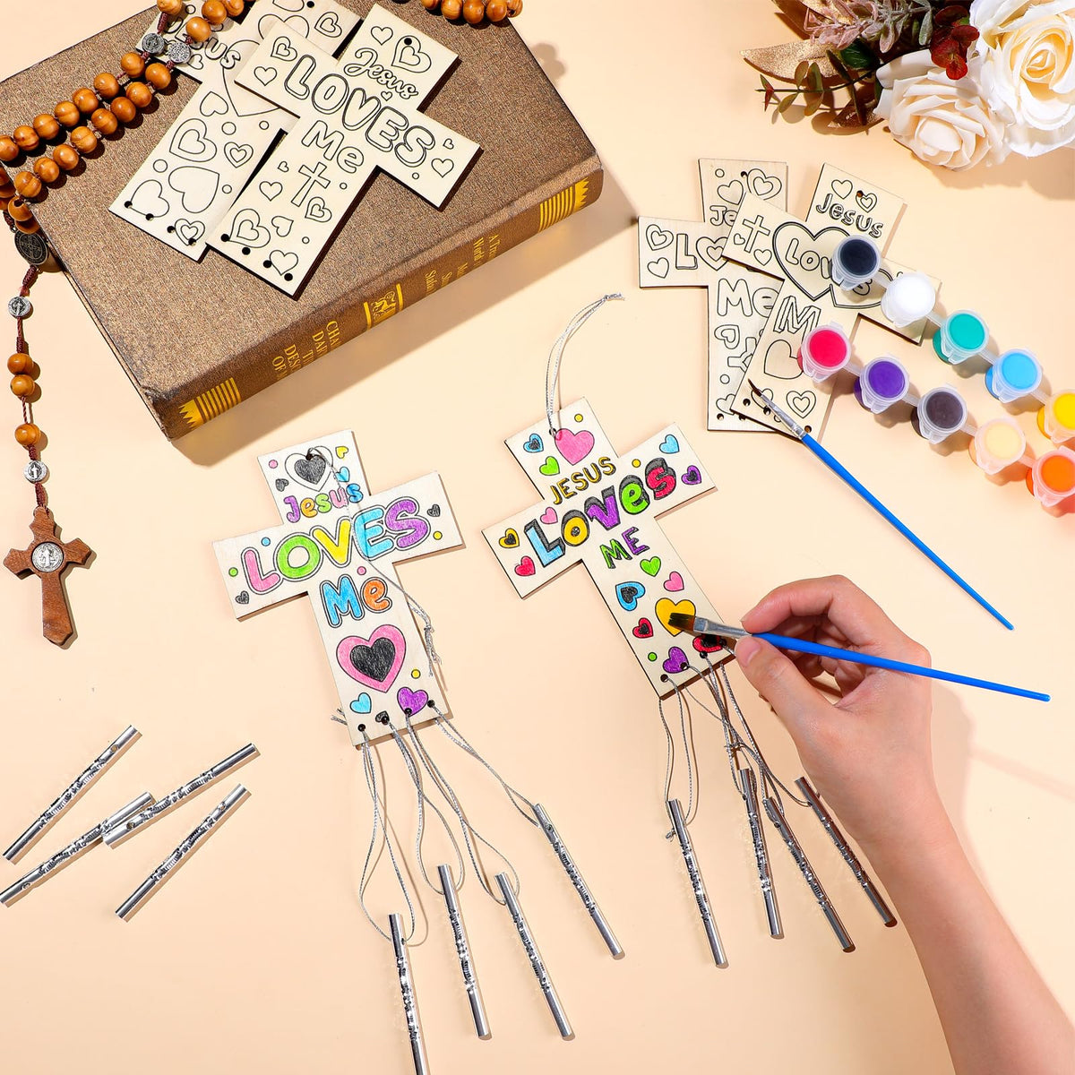 Silipull paint brushes and paints set for kid-friendly decorating.