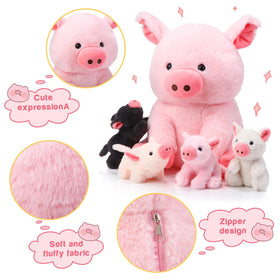 Silipull pink mommy pig with back zipper for easy storage.