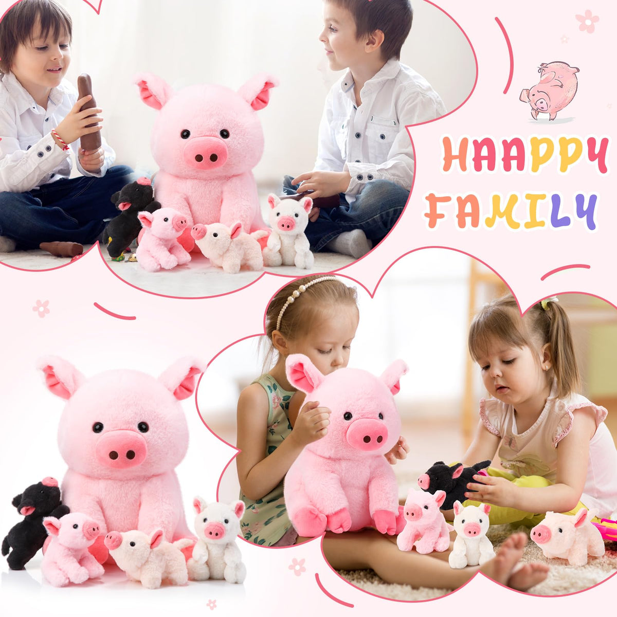 Silipull plush pigs are washable and soft for hugs.