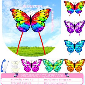 Silipull six-pack rainbow kites ready for quick setup and family play