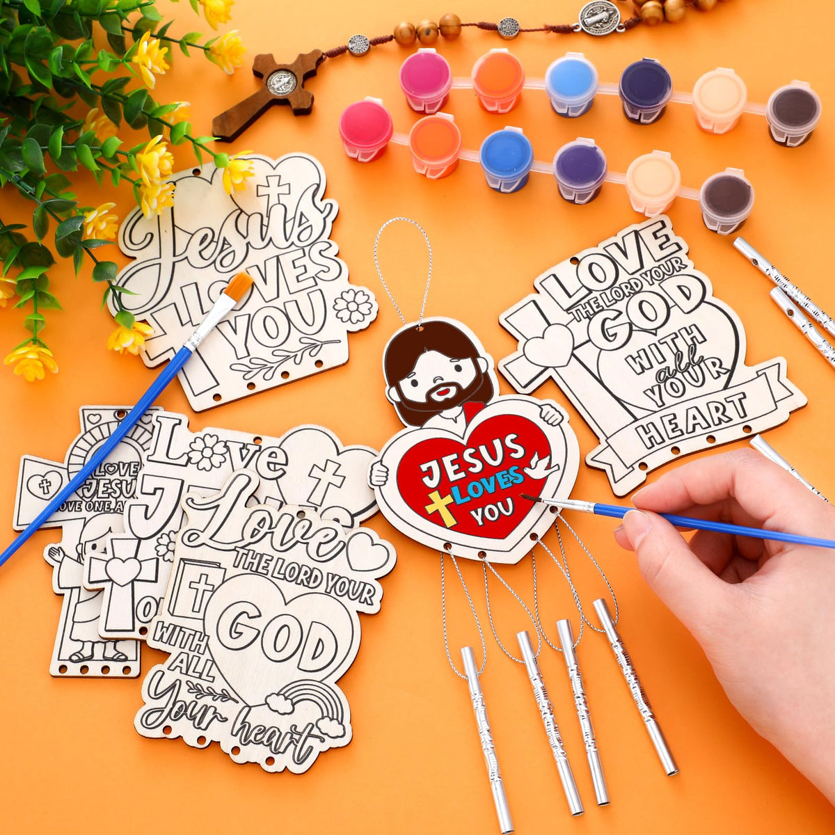Silipull wind chime kit Jesus Loves You sayings on pieces