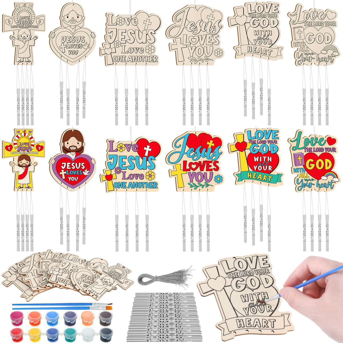 Silipull wind chime kit wood pieces for kids crafts