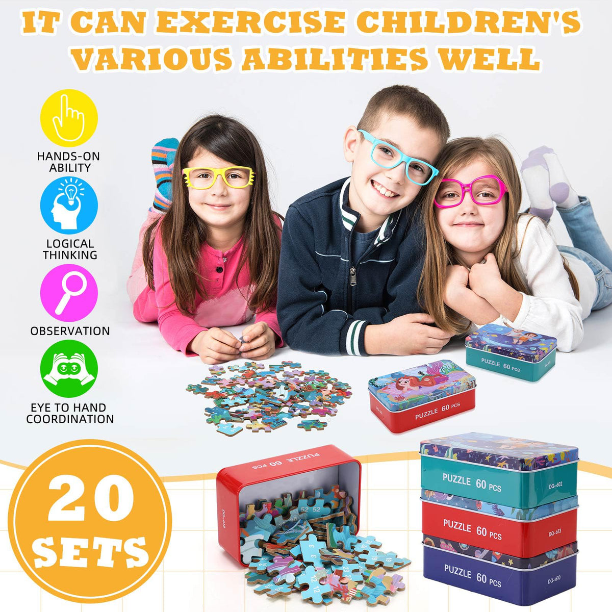 Silipull zoo puzzle: 60-piece challenge supports cognitive skill development.