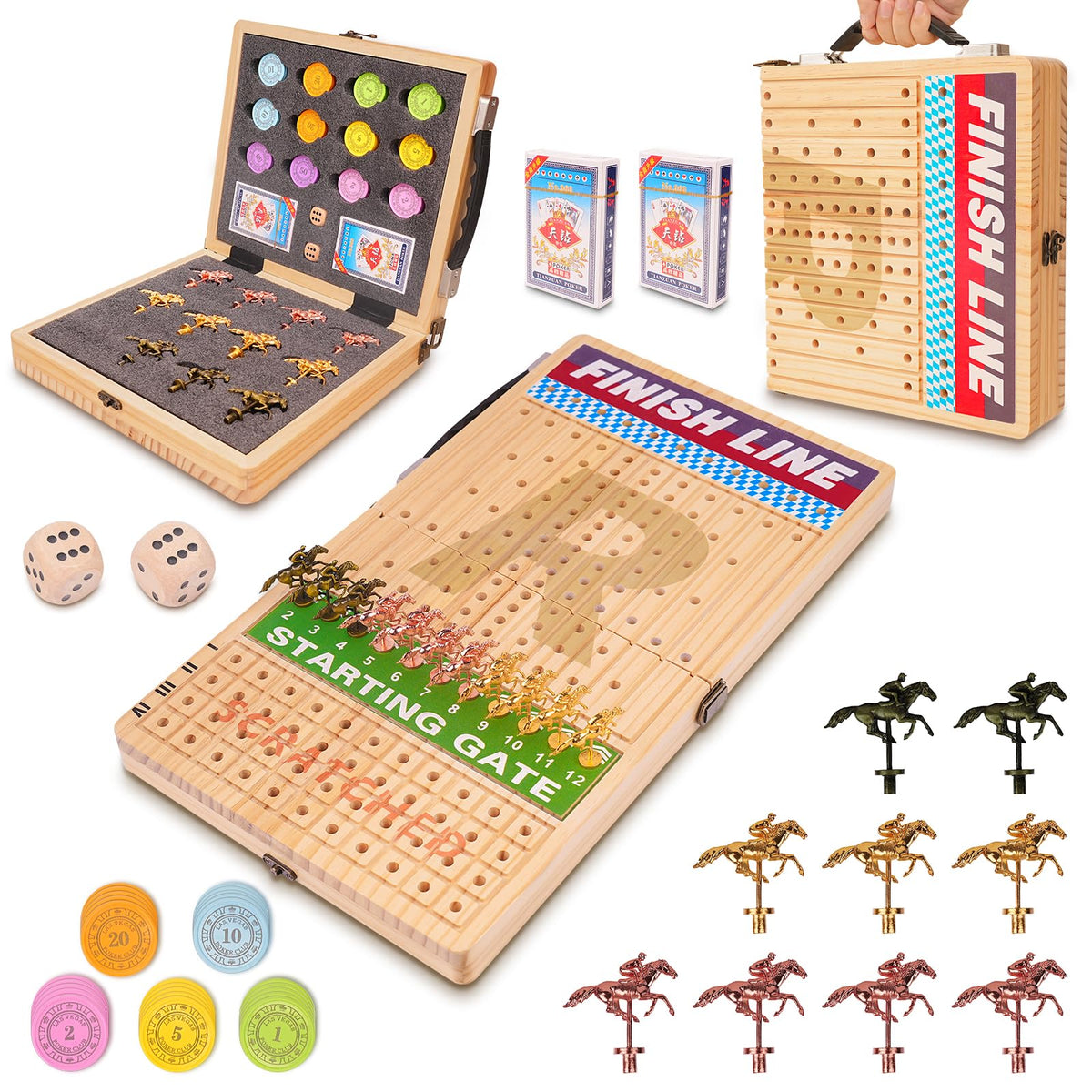 Silkchio 21-inch horse race board with solid pine surface for smooth play.