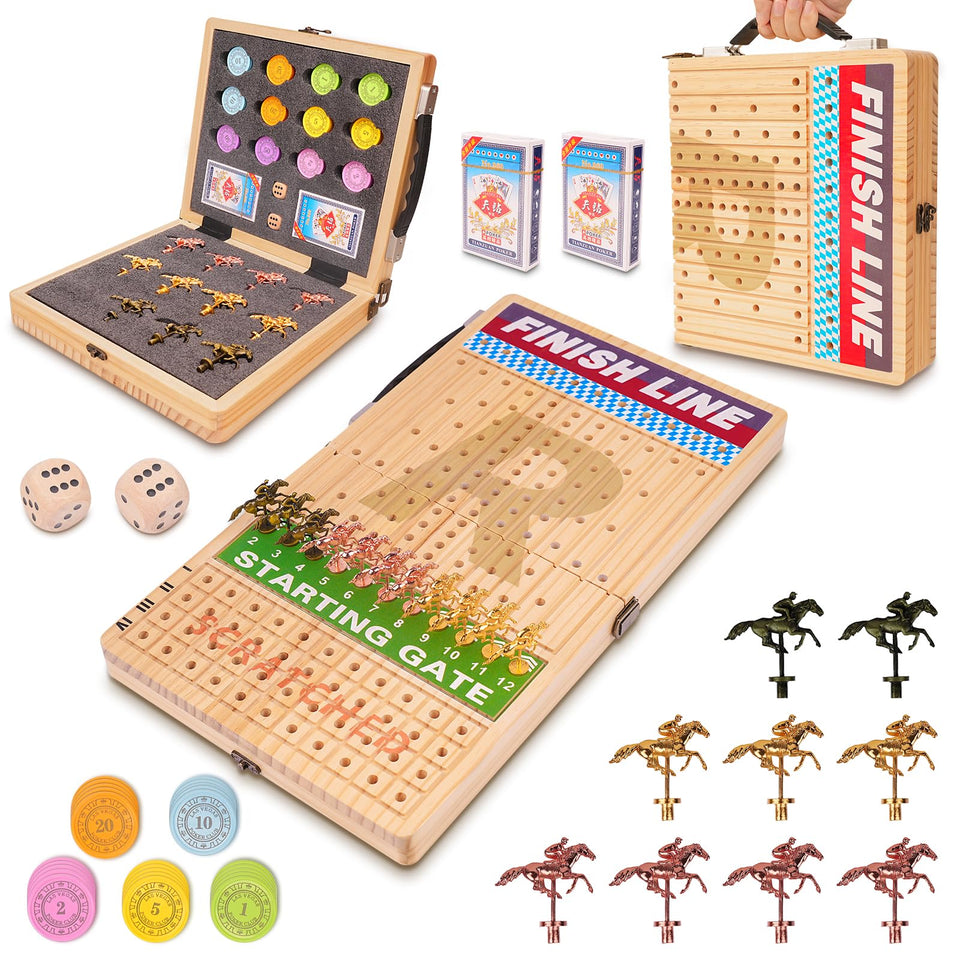 Silkchio 21-inch horse race board with solid pine surface for smooth play.