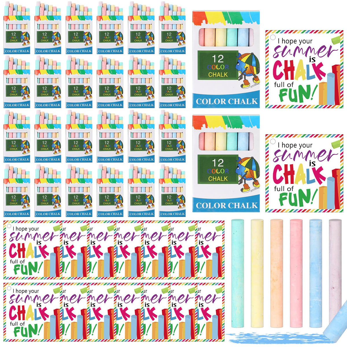 Silkfly 24-set sidewalk chalk box with a wide color range for outdoor art.