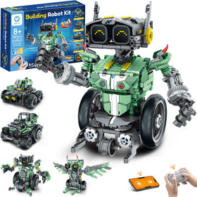 Sillbird robot kit assembly pieces showcase the colorful 727-piece set for creative building