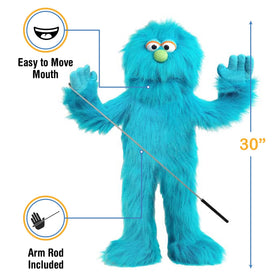 Silly Puppets blue monster puppet mouth movement for dialogue scenes