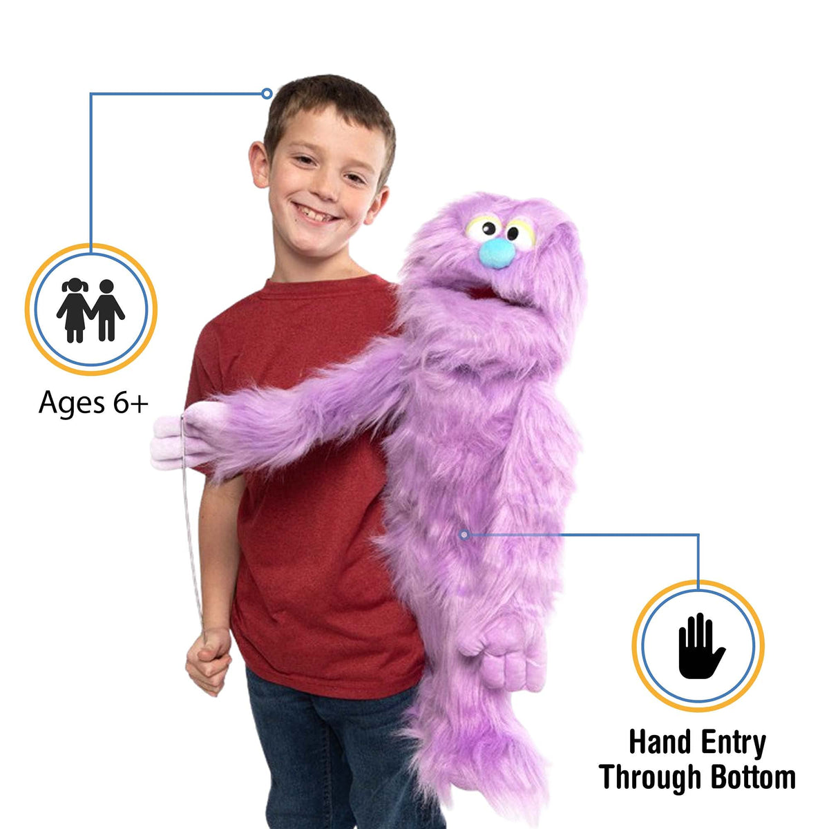 Silly Puppets mouth movement feature, easy to operate for lively on-stage talking.