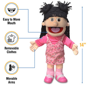 Silly Puppets Susie Peach Girl puppet hands in action invites expressive gestures during play.