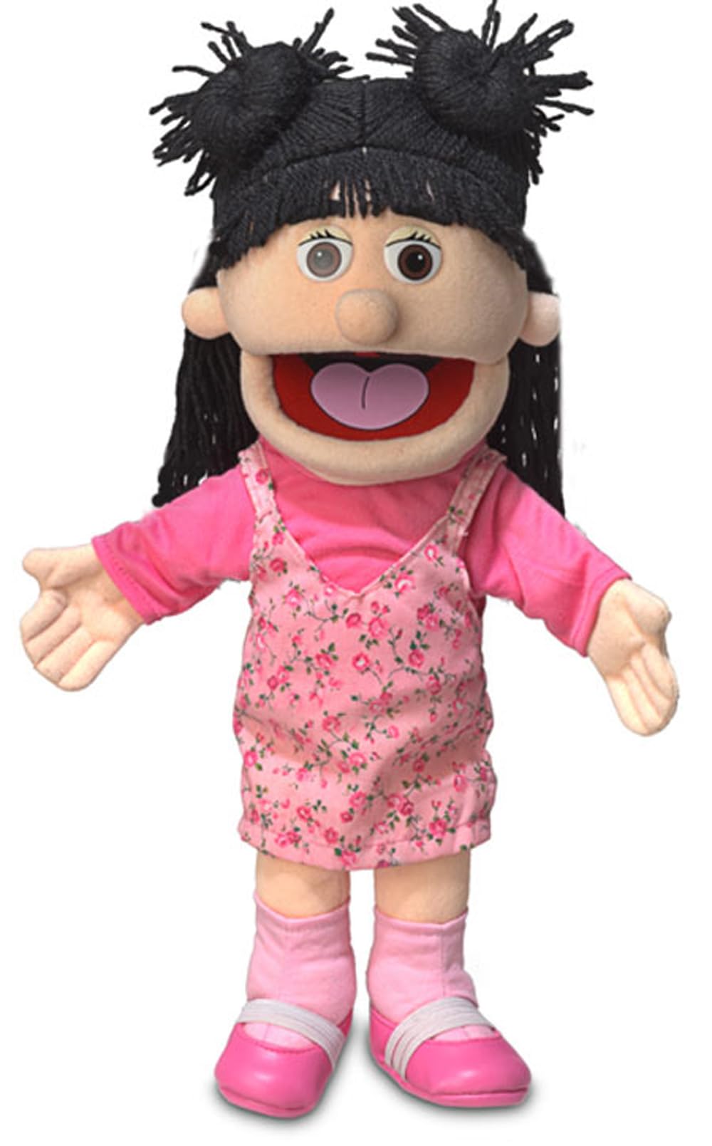 Silly Puppets Susie Peach Girl puppet portrait promotes imaginative play with vivid outfits.