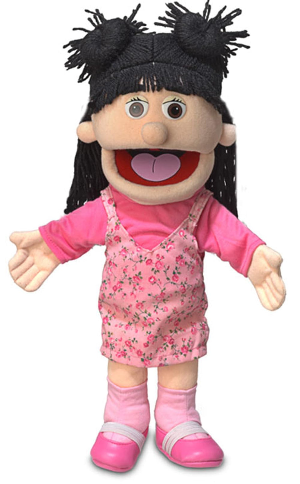 Silly Puppets Susie Peach Girl puppet portrait promotes imaginative play with vivid outfits.