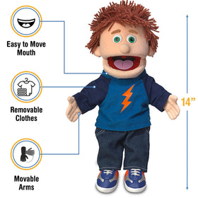 Silly Puppets Tommy Peach Boy hand-entry shows easy control for beginners.